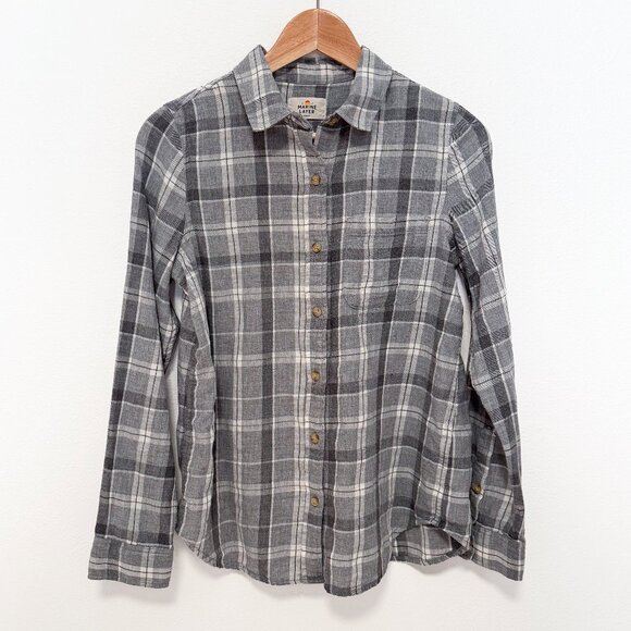 Marine Layer Gray Plaid Flannel Long Sleeve Button Front Shirt Size Small - Picture 1 of 7